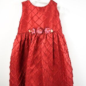 Red pin tuck party dress